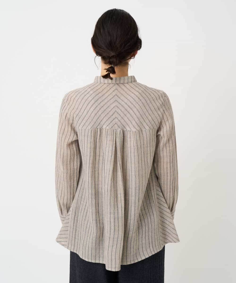 NHBAF85310 GIANNI LO GIUDICE(小さいサイズ)(メゾン ドゥ サンク) リファインガーゼストライプブラウス ベージュ