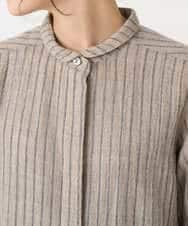 NHBAF85310 GIANNI LO GIUDICE(小さいサイズ)(メゾン ドゥ サンク) リファインガーゼストライプブラウス ベージュ