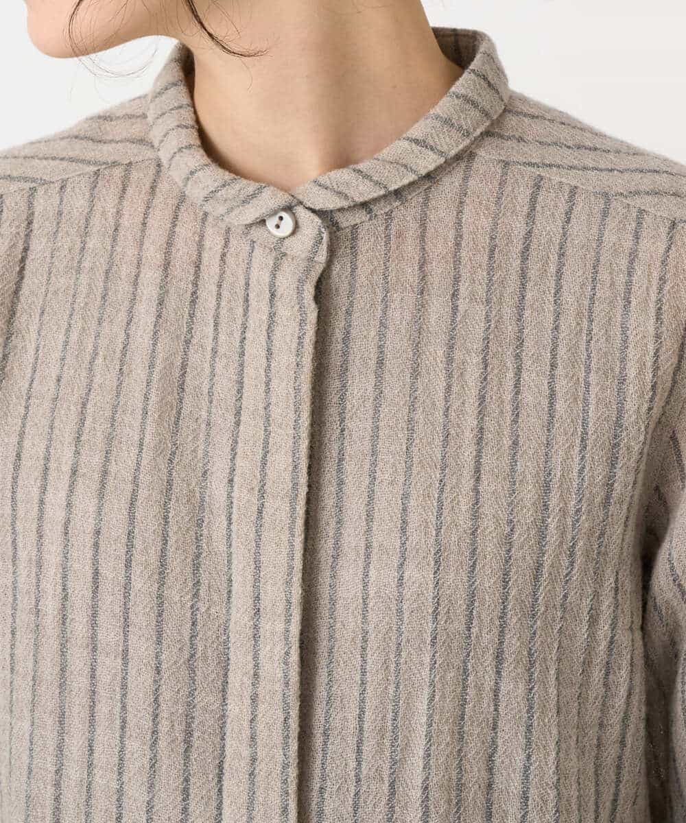 NHBAF85310 GIANNI LO GIUDICE(小さいサイズ)(メゾン ドゥ サンク) リファインガーゼストライプブラウス ベージュ