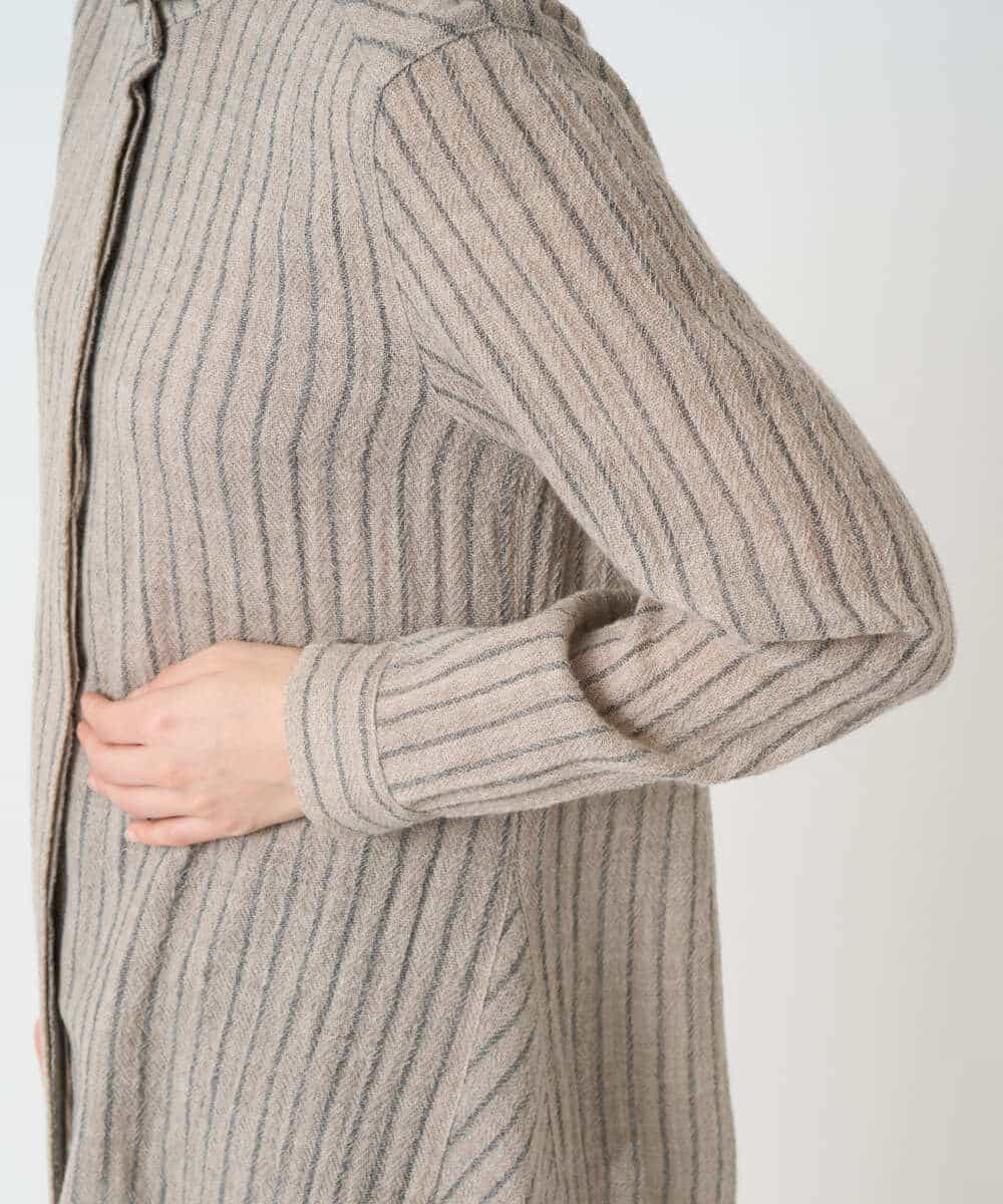 NHBAF85310 GIANNI LO GIUDICE(小さいサイズ)(メゾン ドゥ サンク) リファインガーゼストライプブラウス ベージュ