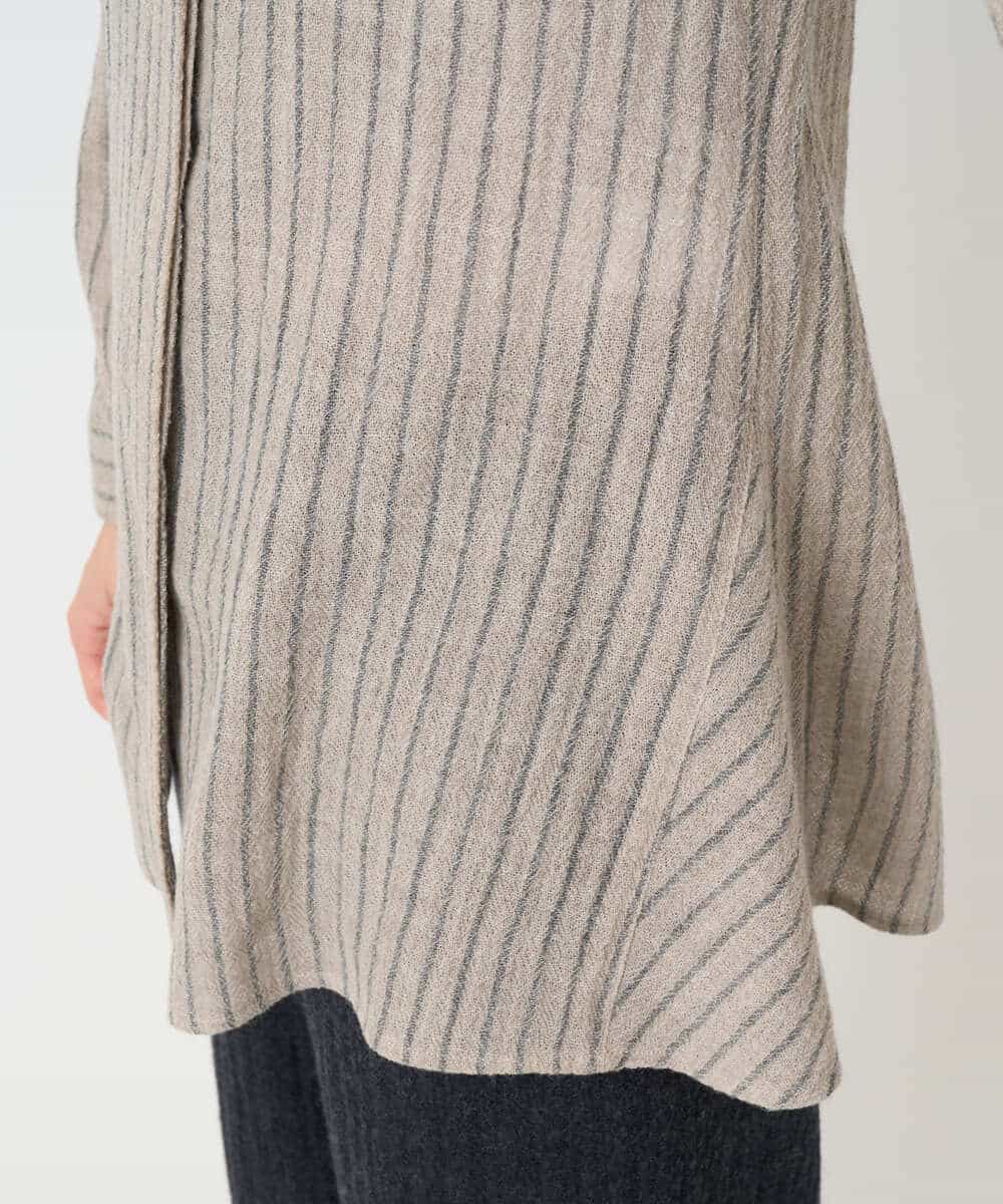 NHBAF85310 GIANNI LO GIUDICE(小さいサイズ)(メゾン ドゥ サンク) リファインガーゼストライプブラウス ベージュ