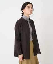 NHBAF85310 GIANNI LO GIUDICE(小さいサイズ)(メゾン ドゥ サンク) リファインガーゼストライプブラウス ブラウン