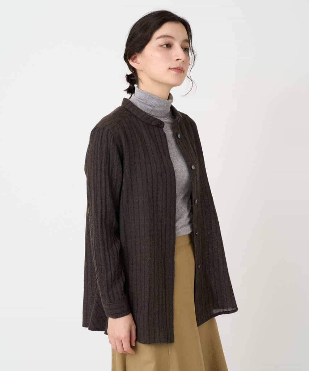 NHBAF85310 GIANNI LO GIUDICE(小さいサイズ)(メゾン ドゥ サンク) リファインガーゼストライプブラウス ブラウン