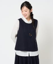 NHBAH46230 GIANNI LO GIUDICE(小さいサイズ)(メゾン ドゥ サンク) ウールリファインガーゼベスト ネイビー