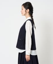 NHBAH46230 GIANNI LO GIUDICE(小さいサイズ)(メゾン ドゥ サンク) ウールリファインガーゼベスト ネイビー