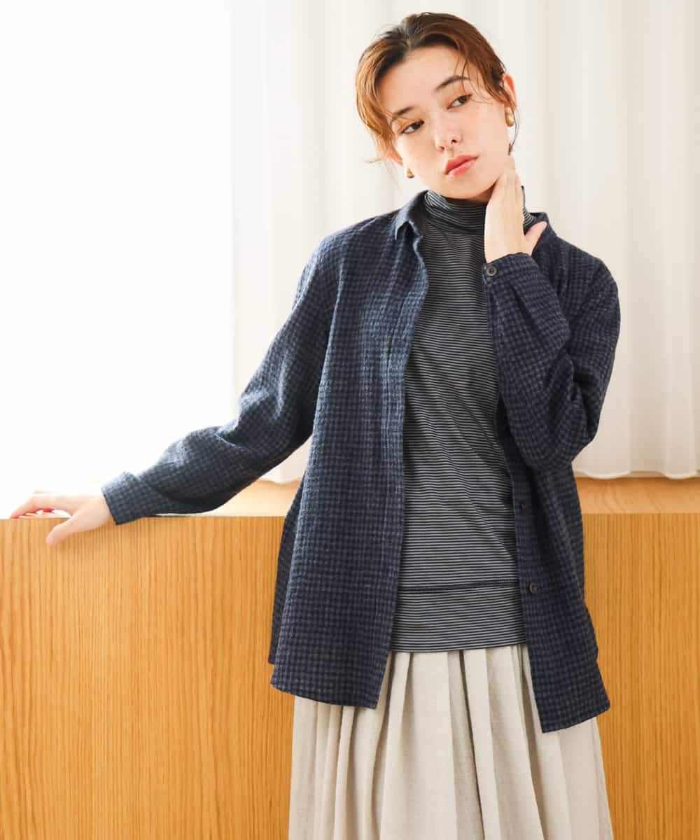 NHBAI86270 GIANNI LO GIUDICE(小さいサイズ)(メゾン ドゥ サンク) ギンガムチェックウールブラウス ブラウン