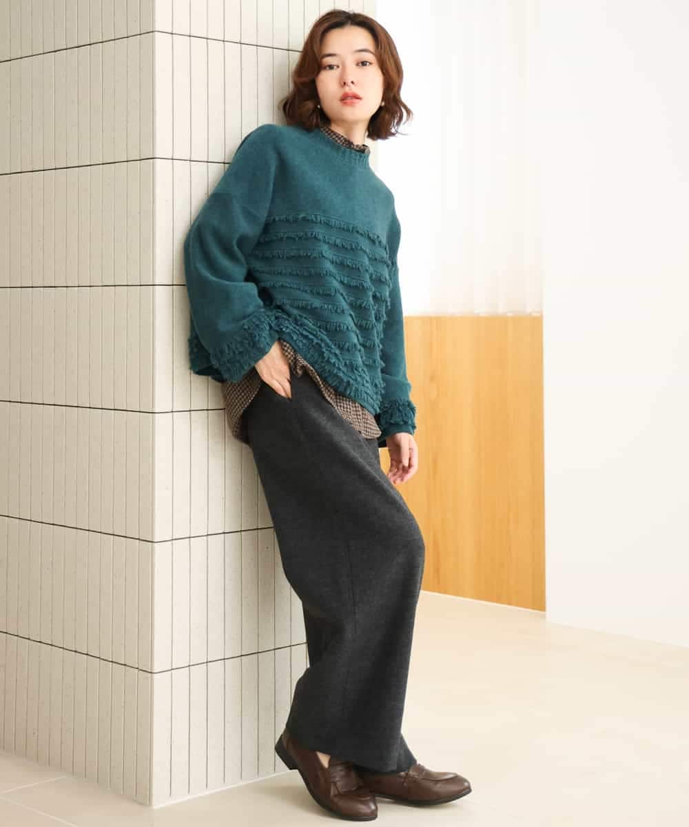 NHBAI86270 GIANNI LO GIUDICE(小さいサイズ)(メゾン ドゥ サンク) ギンガムチェックウールブラウス ブラウン