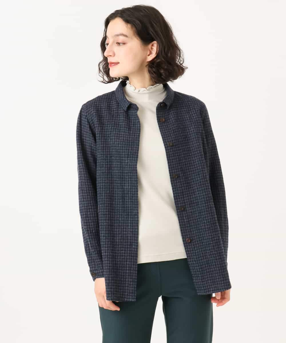 NHBAI86270 GIANNI LO GIUDICE(小さいサイズ)(メゾン ドゥ サンク) ギンガムチェックウールブラウス ブラウン