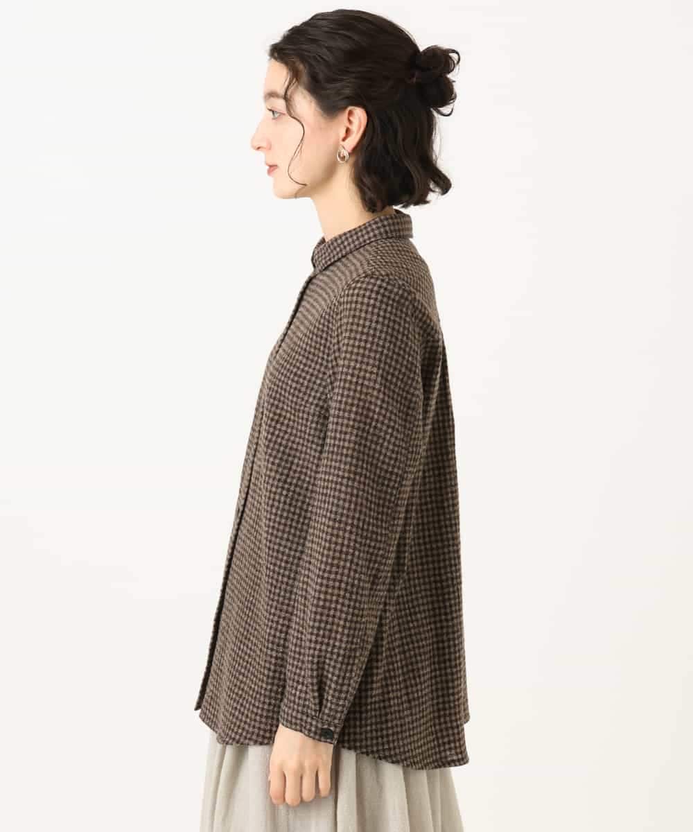 NHBAI86270 GIANNI LO GIUDICE(小さいサイズ)(メゾン ドゥ サンク) ギンガムチェックウールブラウス ブラウン