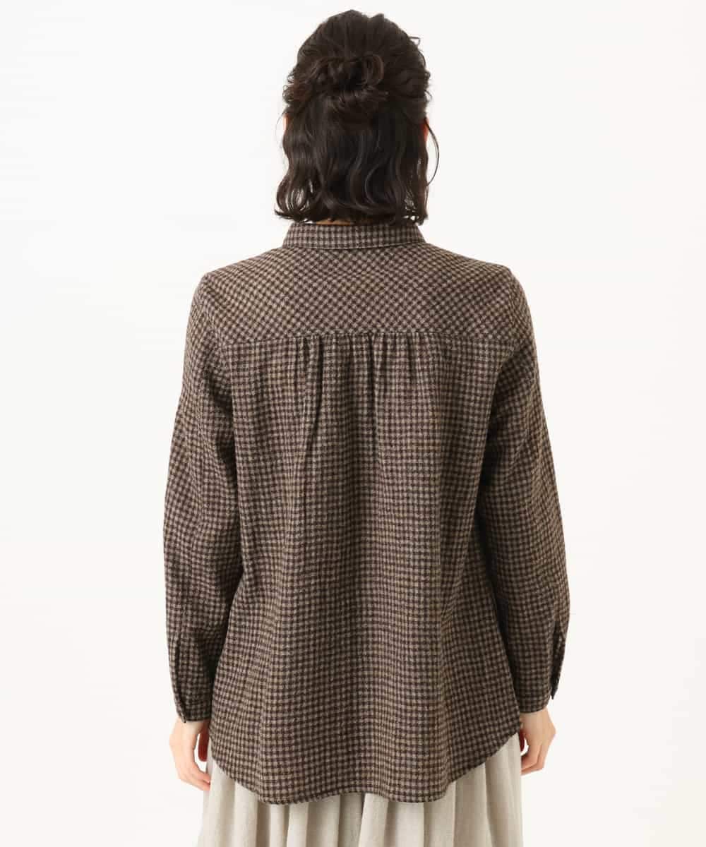 NHBAI86270 GIANNI LO GIUDICE(小さいサイズ)(メゾン ドゥ サンク) ギンガムチェックウールブラウス ブラウン