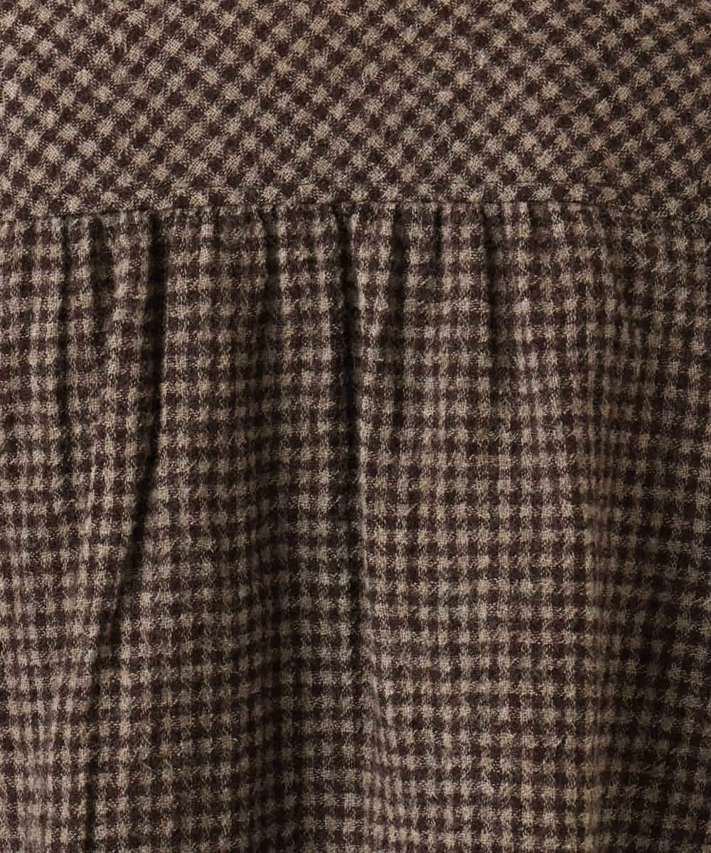 NHBAI86270 GIANNI LO GIUDICE(小さいサイズ)(メゾン ドゥ サンク) ギンガムチェックウールブラウス ブラウン
