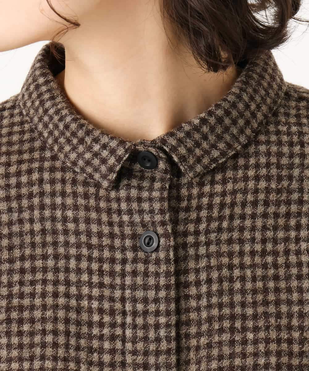 NHBAI86270 GIANNI LO GIUDICE(小さいサイズ)(メゾン ドゥ サンク) ギンガムチェックウールブラウス ブラウン