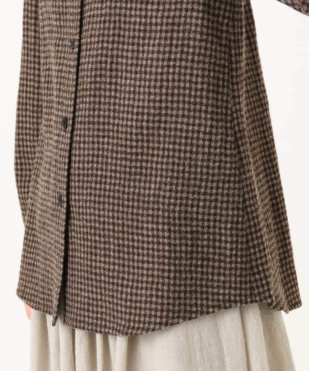 NHBAI86270 GIANNI LO GIUDICE(小さいサイズ)(メゾン ドゥ サンク) ギンガムチェックウールブラウス ブラウン