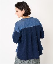 NHBEA32250 GIANNI LO GIUDICE(小さいサイズ)(メゾン ドゥ サンク) フリクションデニムブラウス ネイビー