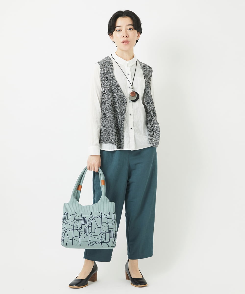 NHBEB56230 GIANNI LO GIUDICE(小さいサイズ)(メゾン ドゥ サンク) [日本製]シャーリングシャンブレーブラウス ブルー