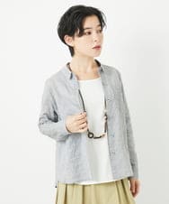 NHBEB56230 GIANNI LO GIUDICE(小さいサイズ)(メゾン ドゥ サンク) [日本製]シャーリングシャンブレーブラウス ブラック