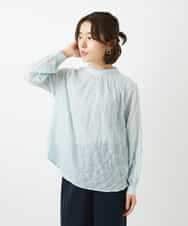 NHBED82230 GIANNI LO GIUDICE(小さいサイズ)(メゾン ドゥ サンク) テンセルシャーリングストライプブラウス グリーン