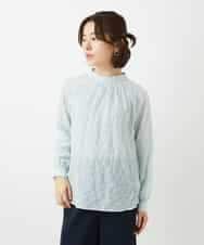 NHBED82230 GIANNI LO GIUDICE(小さいサイズ)(メゾン ドゥ サンク) テンセルシャーリングストライプブラウス グリーン