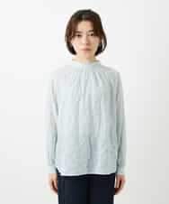 NHBED82230 GIANNI LO GIUDICE(小さいサイズ)(メゾン ドゥ サンク) テンセルシャーリングストライプブラウス グリーン