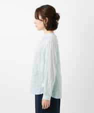 NHBED82230 GIANNI LO GIUDICE(小さいサイズ)(メゾン ドゥ サンク) テンセルシャーリングストライプブラウス グリーン