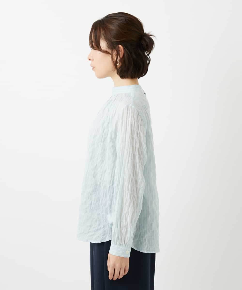 NHBED82230 GIANNI LO GIUDICE(小さいサイズ)(メゾン ドゥ サンク) テンセルシャーリングストライプブラウス グリーン