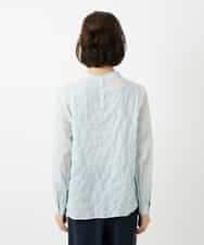 NHBED82230 GIANNI LO GIUDICE(小さいサイズ)(メゾン ドゥ サンク) テンセルシャーリングストライプブラウス グリーン