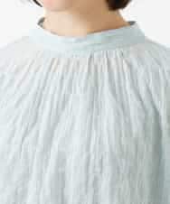 NHBED82230 GIANNI LO GIUDICE(小さいサイズ)(メゾン ドゥ サンク) テンセルシャーリングストライプブラウス グリーン