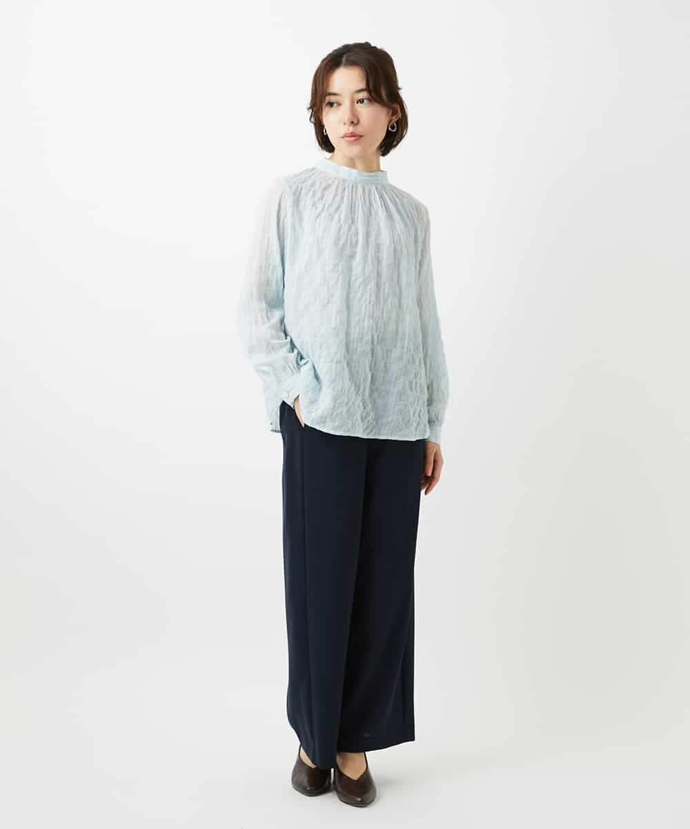 NHBED82230 GIANNI LO GIUDICE(小さいサイズ)(メゾン ドゥ サンク) テンセルシャーリングストライプブラウス グリーン