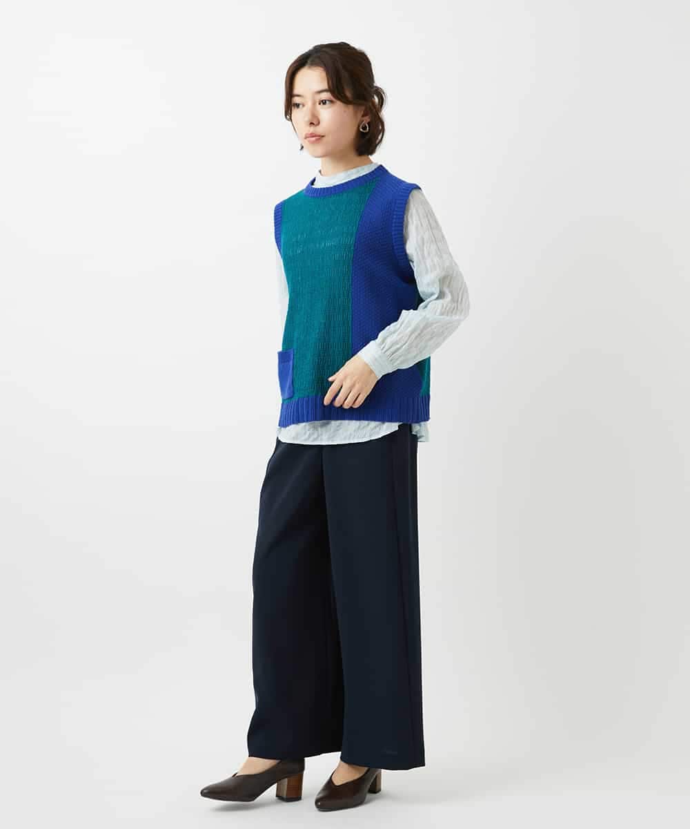 NHBED82230 GIANNI LO GIUDICE(小さいサイズ)(メゾン ドゥ サンク) テンセルシャーリングストライプブラウス グリーン