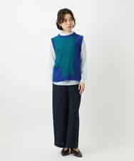 NHBED82230 GIANNI LO GIUDICE(小さいサイズ)(メゾン ドゥ サンク) テンセルシャーリングストライプブラウス グリーン