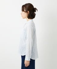 NHBEF14230 GIANNI LO GIUDICE(小さいサイズ)(メゾン ドゥ サンク) シャーリングシャンブレーブラウス ライトブルー