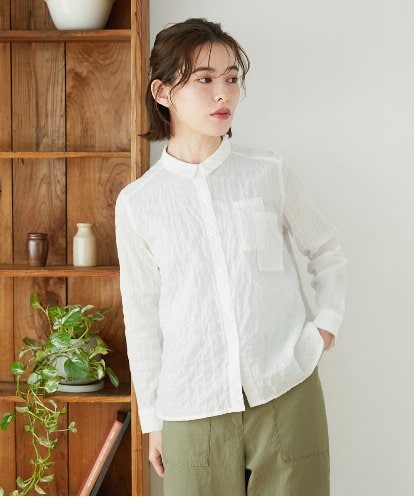 NHBEF14230 GIANNI LO GIUDICE(小さいサイズ) シャーリングシャンブレーブラウス