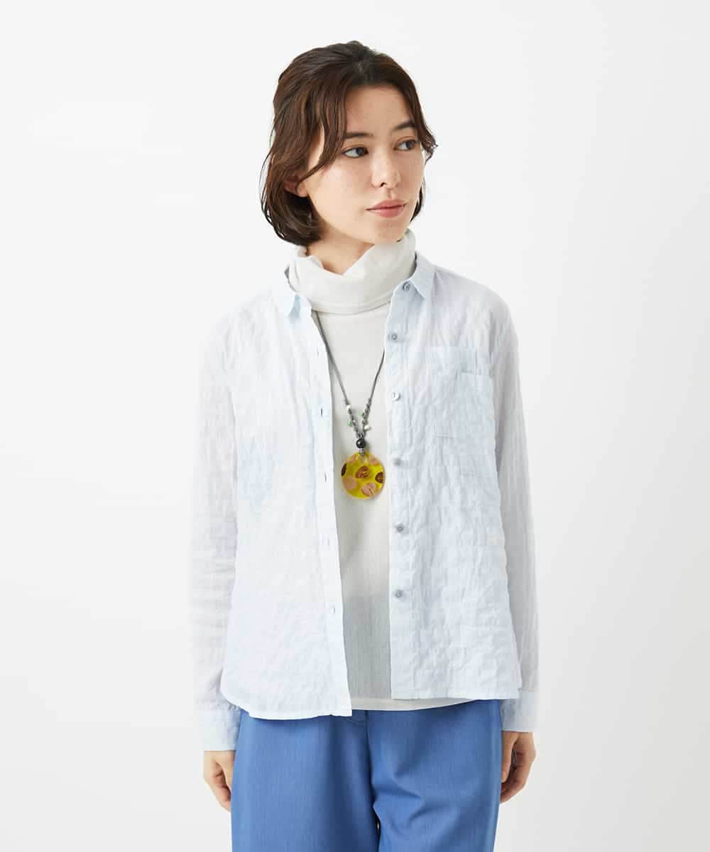 NHBEF14230 GIANNI LO GIUDICE(小さいサイズ) シャーリングシャンブレーブラウス