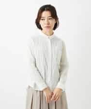 NHBEF14230 GIANNI LO GIUDICE(小さいサイズ)(メゾン ドゥ サンク) シャーリングシャンブレーブラウス ライトブルー