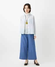 NHBEF14230 GIANNI LO GIUDICE(小さいサイズ)(メゾン ドゥ サンク) シャーリングシャンブレーブラウス ライトブルー