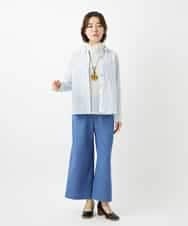 NHBEF14230 GIANNI LO GIUDICE(小さいサイズ)(メゾン ドゥ サンク) シャーリングシャンブレーブラウス ライトブルー