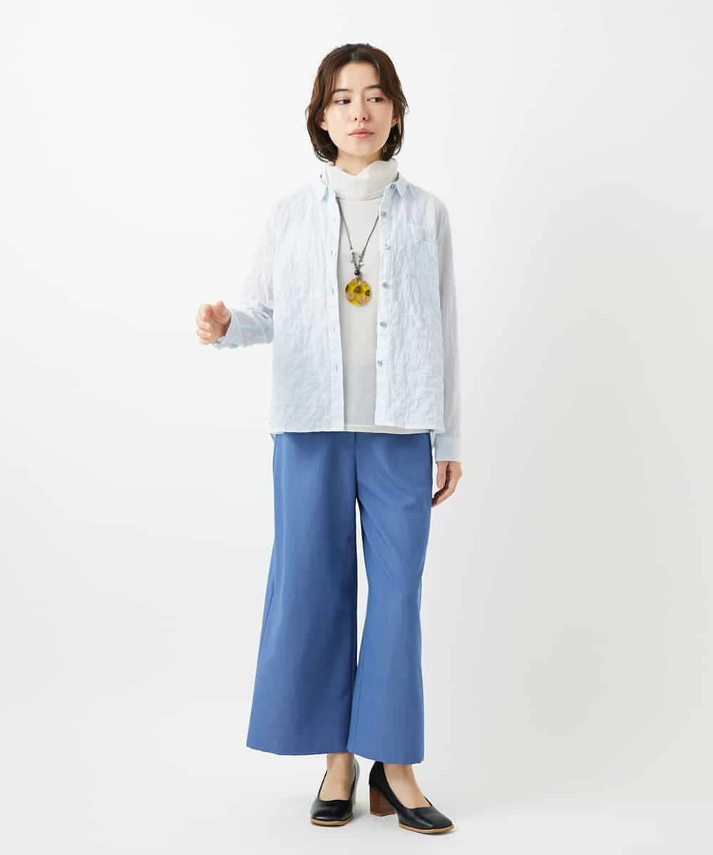 NHBEF14230 GIANNI LO GIUDICE(小さいサイズ)(メゾン ドゥ サンク) シャーリングシャンブレーブラウス ライトブルー