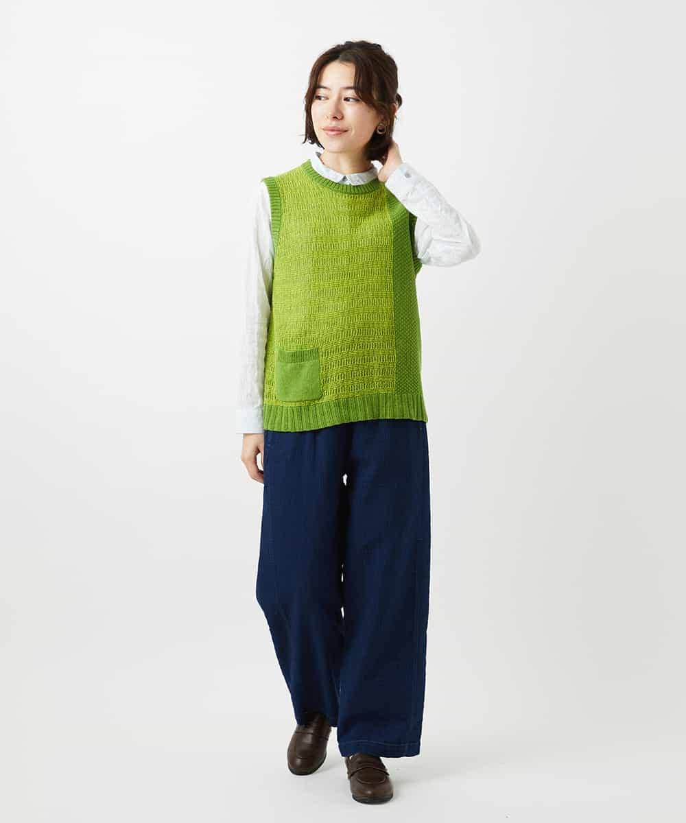 NHBEF14230 GIANNI LO GIUDICE(小さいサイズ)(メゾン ドゥ サンク) シャーリングシャンブレーブラウス ライトブルー