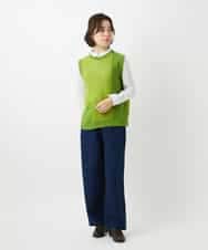 NHBEF14230 GIANNI LO GIUDICE(小さいサイズ)(メゾン ドゥ サンク) シャーリングシャンブレーブラウス ライトブルー