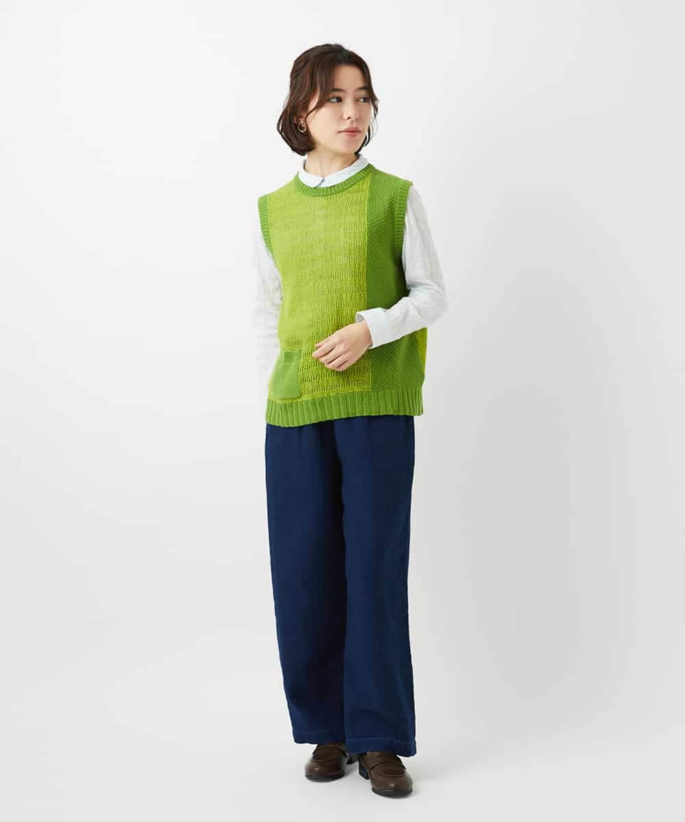 NHBEF14230 GIANNI LO GIUDICE(小さいサイズ)(メゾン ドゥ サンク) シャーリングシャンブレーブラウス ライトブルー