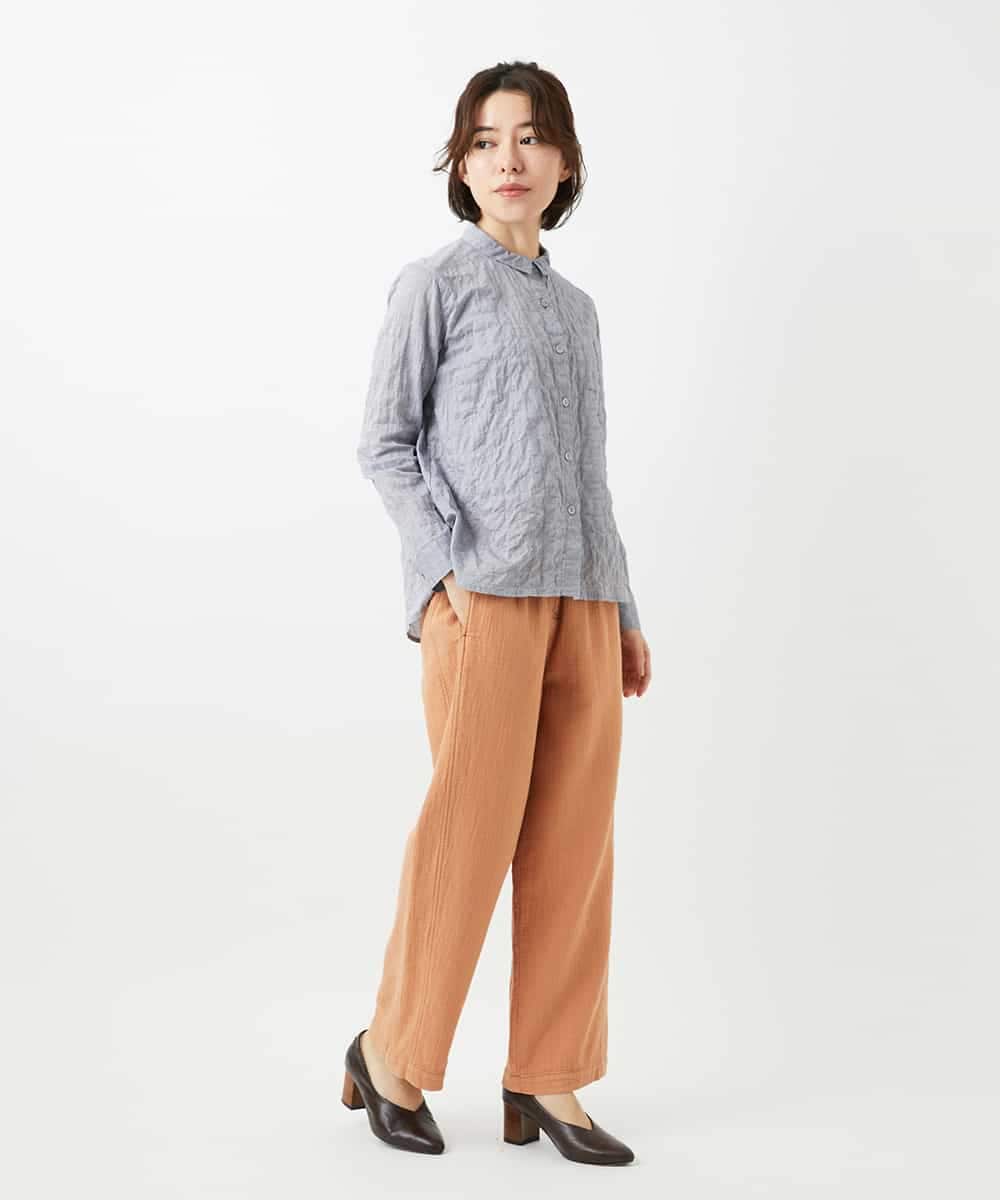 NHBEF14230 GIANNI LO GIUDICE(小さいサイズ)(メゾン ドゥ サンク) シャーリングシャンブレーブラウス ライトブルー