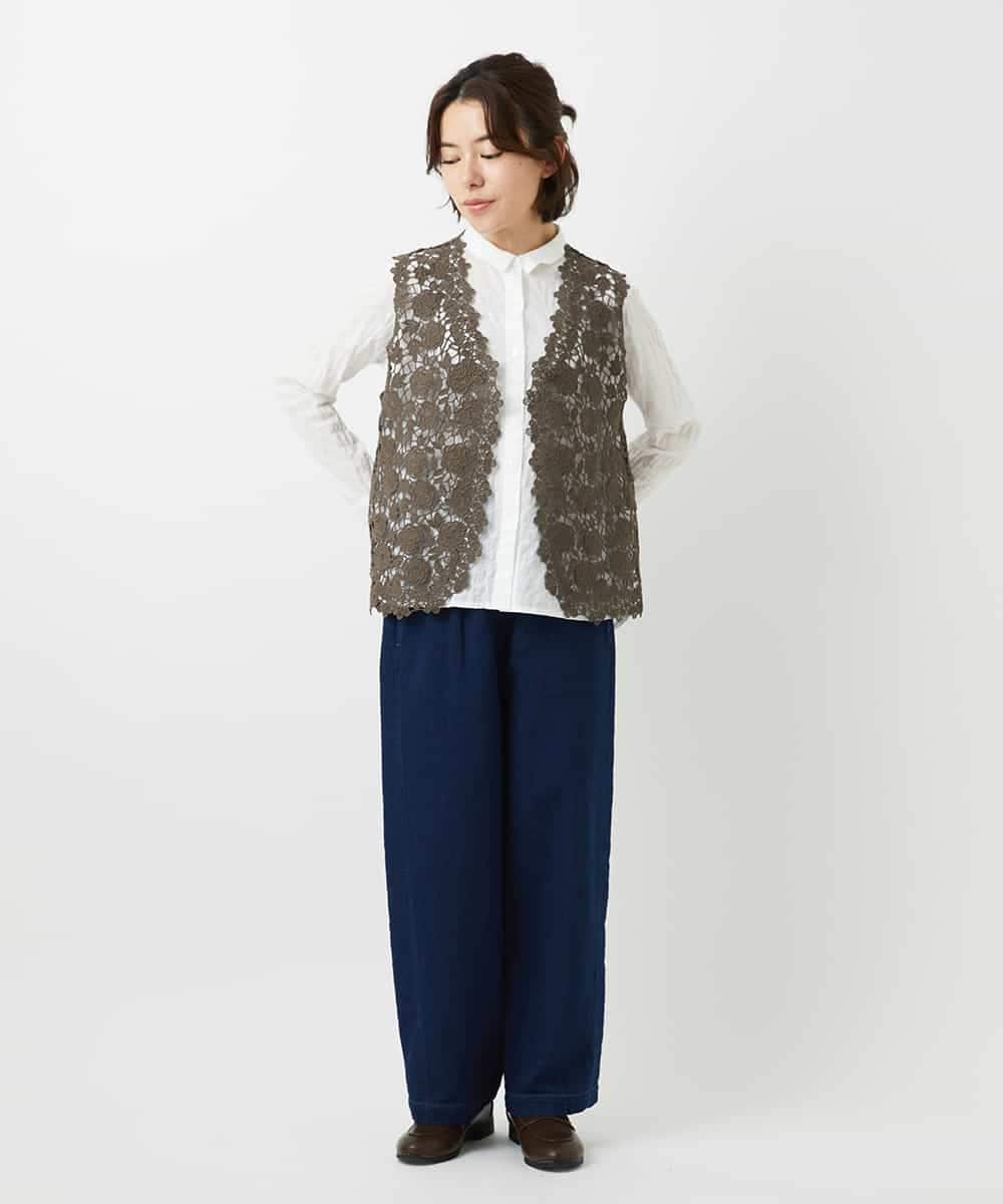 NHBEF14230 GIANNI LO GIUDICE(小さいサイズ)(メゾン ドゥ サンク) シャーリングシャンブレーブラウス ライトブルー