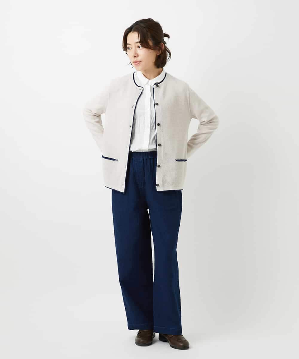 NHBEF14230 GIANNI LO GIUDICE(小さいサイズ)(メゾン ドゥ サンク) シャーリングシャンブレーブラウス ライトブルー