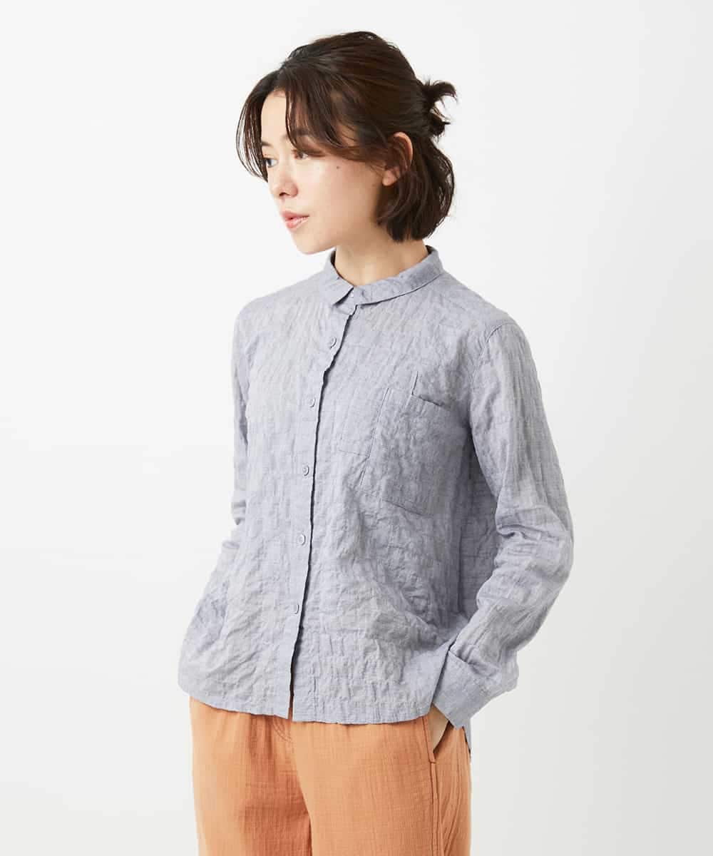 NHBEF14230 GIANNI LO GIUDICE(小さいサイズ) シャーリングシャンブレーブラウス