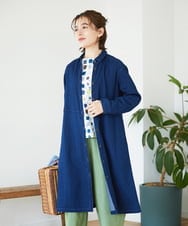 NHBEF15390 GIANNI LO GIUDICE(小さいサイズ)(メゾン ドゥ サンク) [セットアップ対応]二重織ガーゼデニム製品染めブラウス ネイビー