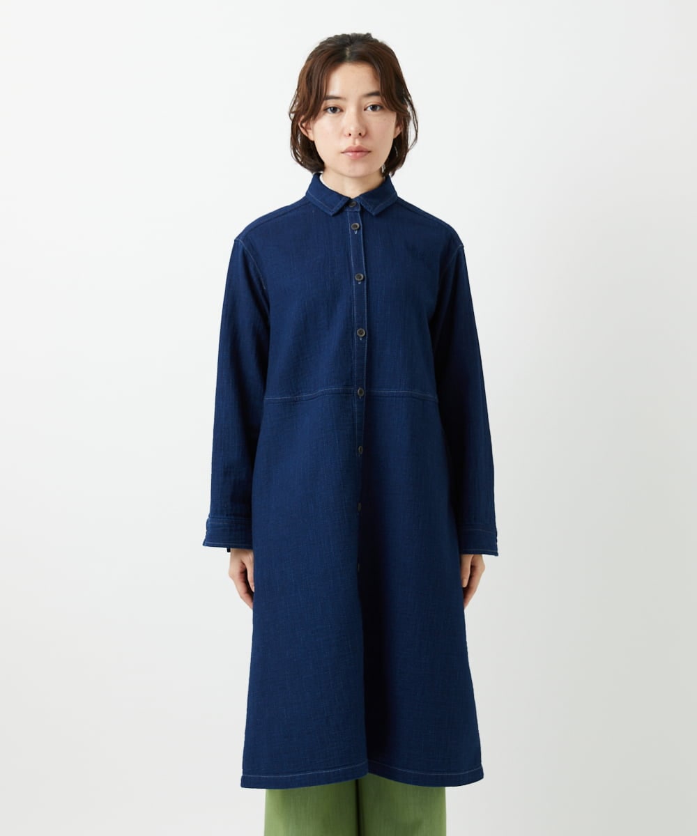 NHBEF15390 GIANNI LO GIUDICE(小さいサイズ)(メゾン ドゥ サンク) [セットアップ対応]二重織ガーゼデニム製品染めブラウス ネイビー