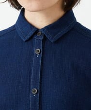 NHBEF15390 GIANNI LO GIUDICE(小さいサイズ)(メゾン ドゥ サンク) [セットアップ対応]二重織ガーゼデニム製品染めブラウス ネイビー