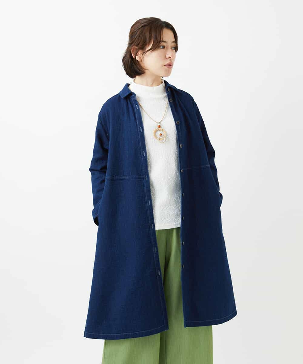 NHBEF15390 GIANNI LO GIUDICE(小さいサイズ) [セットアップ対応]二重織ガーゼデニム製品染めブラウス