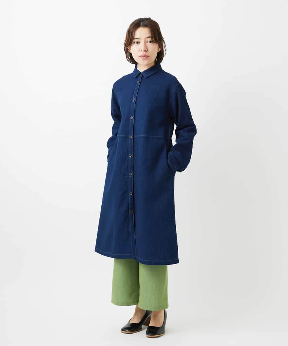 NHBEF15390 GIANNI LO GIUDICE(小さいサイズ)(メゾン ドゥ サンク) [セットアップ対応]二重織ガーゼデニム製品染めブラウス ネイビー