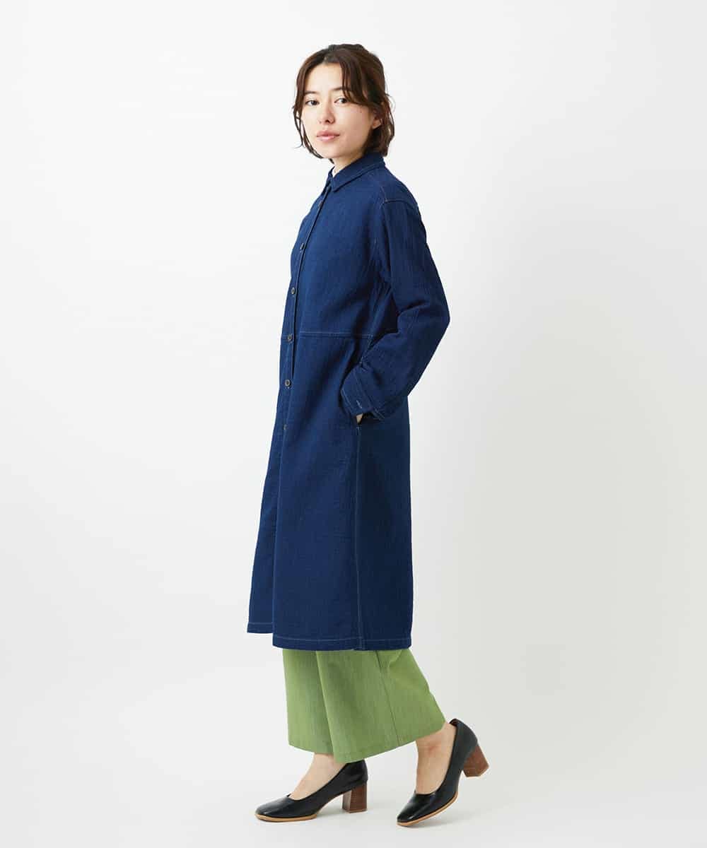 NHBEF15390 GIANNI LO GIUDICE(小さいサイズ)(メゾン ドゥ サンク) [セットアップ対応]二重織ガーゼデニム製品染めブラウス ネイビー